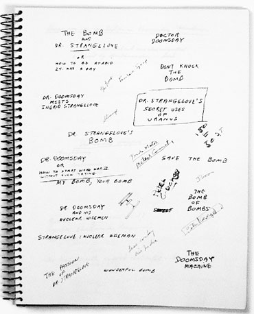 Lists of note Kubrick Dr.Strangelove