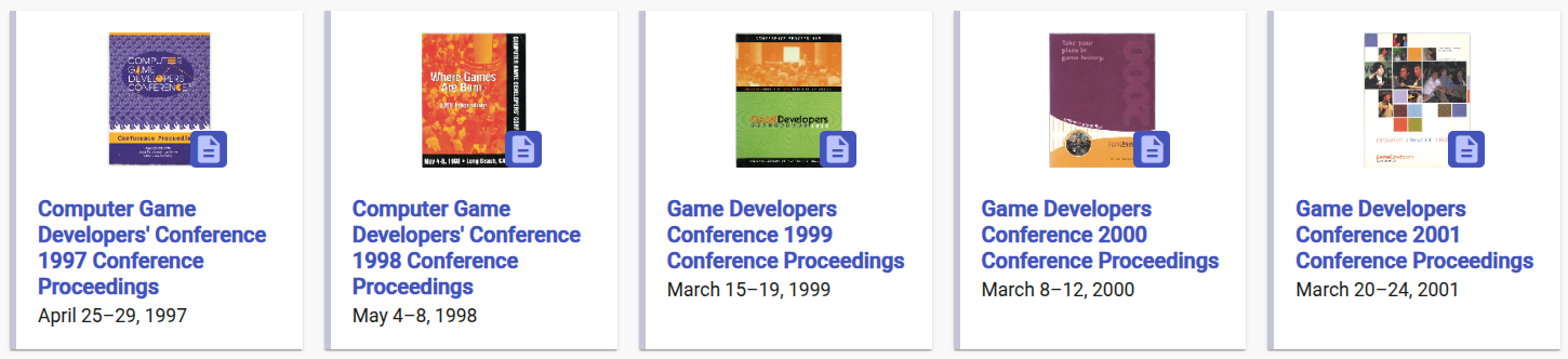 Game Developers Conference (GDC) proceedings and program guides