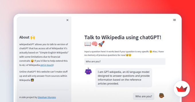 Talk to Wikipedia using chatGPT