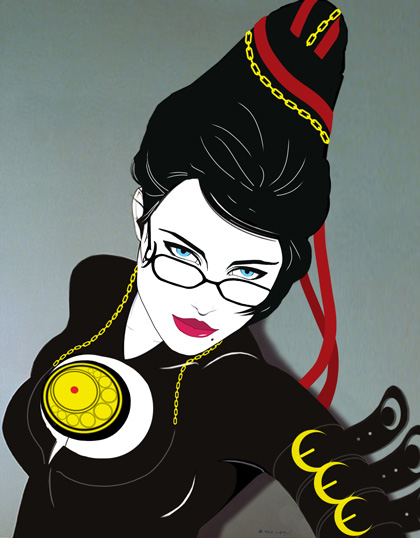 She Wore Her Jet Black Hair Bayonetta - Patrick Nagel Style