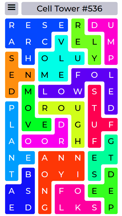 Cell Tower Word Puzzle