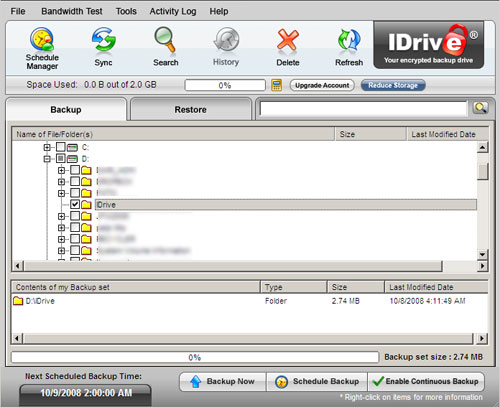 Idrive free online backup