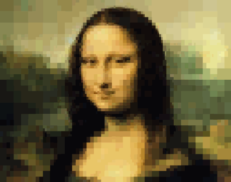 mona lisa pixel art pixelated three.js division raster