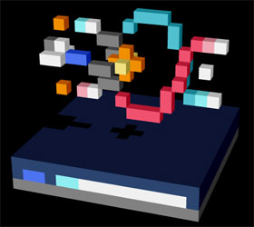 q-block pixel art 3d