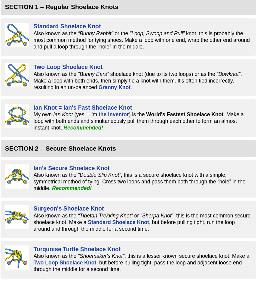 shoelace knots