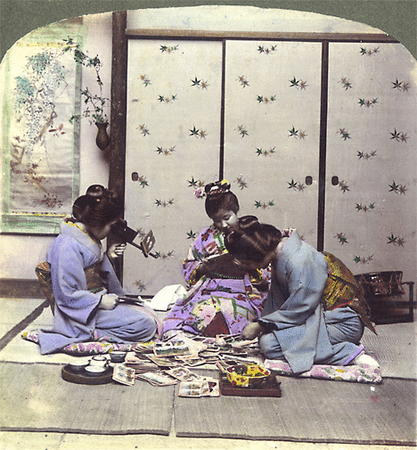 T enami stereoscope photo japan geisha